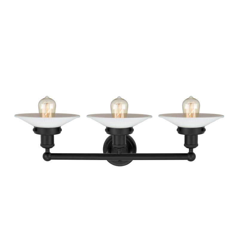 Éclairage pour salle de bain 3 lumières à intensité variable, Transparent, Noir mat, H 12 po x l 34,5 po x P 8,25 po