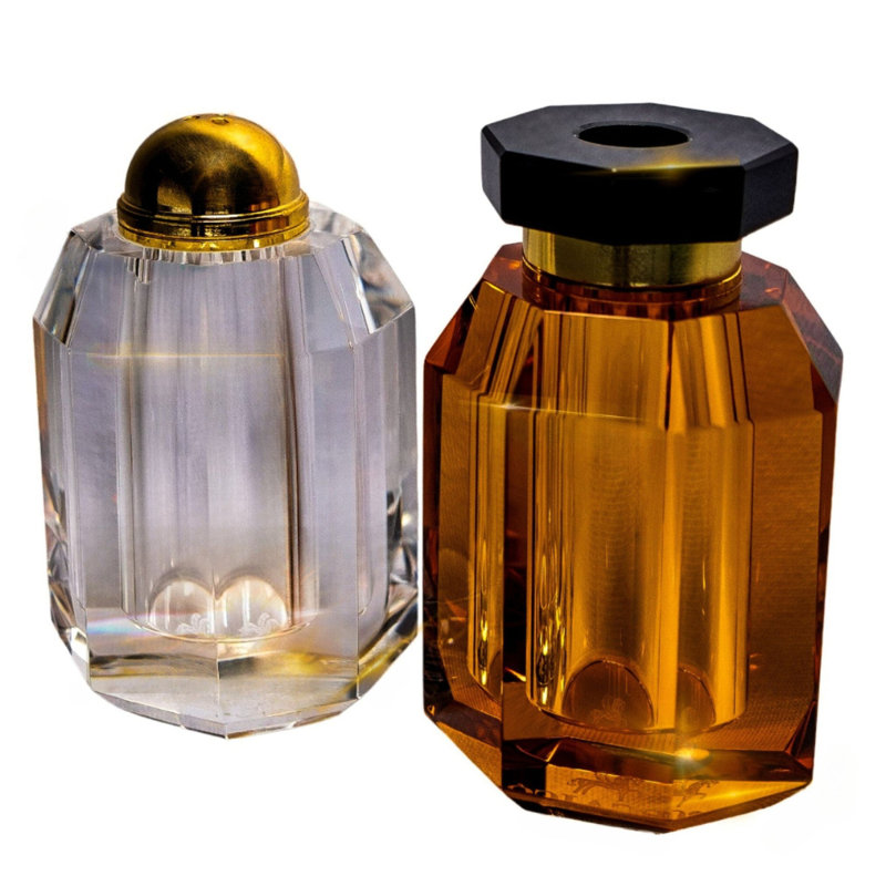 Ensemble salière et poivre Ambrosia Crystal, Transparent / acajou doré