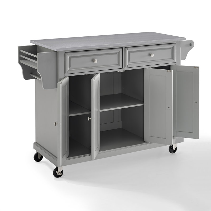 Haslingden Kitchen Island, Gray/Brushed Nickel