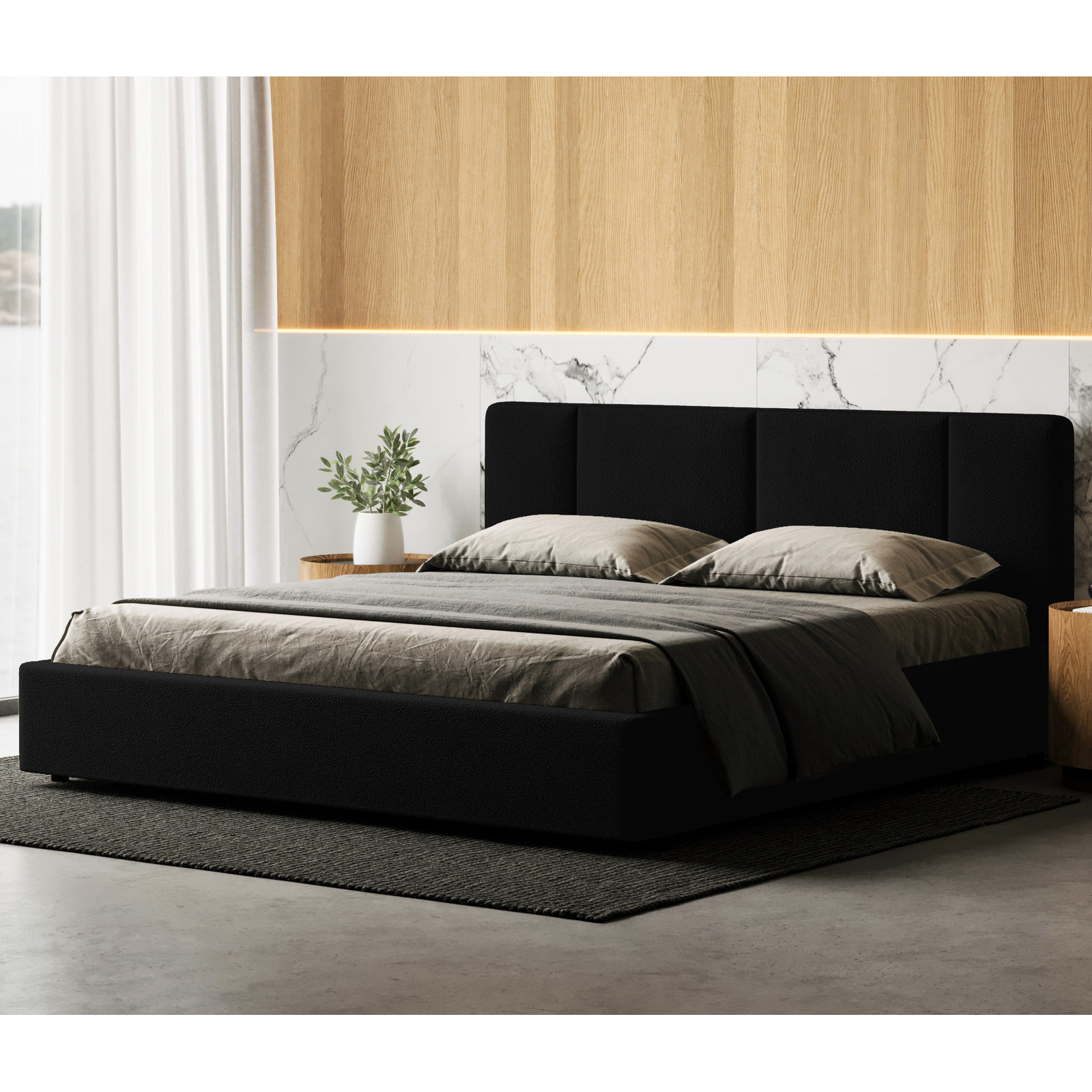 Ruthie Upholstered Bed, King, Black