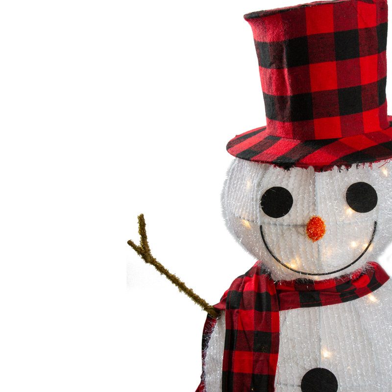 Décoration de Noël d'extérieur 35 po bonhomme de neige 3-D avec chapeau haut de forme et bras brindilles 35 po