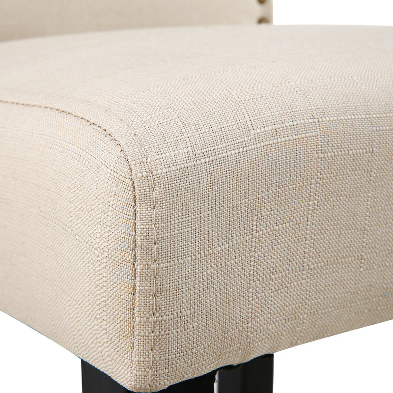 Knutson Solid Wood 29.38" H Fabric Upholstered Bar Stool with Low Back, Beige, Bar Stool (29.38" Seat Height)