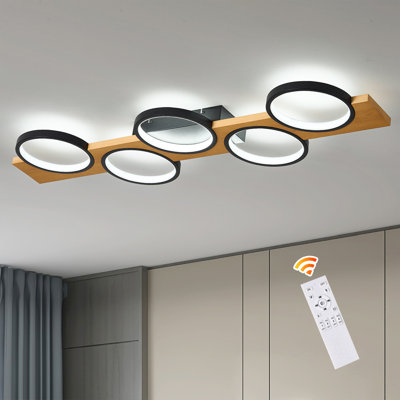 Hurlee 5-Light 39.37" W Integrated LED Dimmable Flush Mount 
