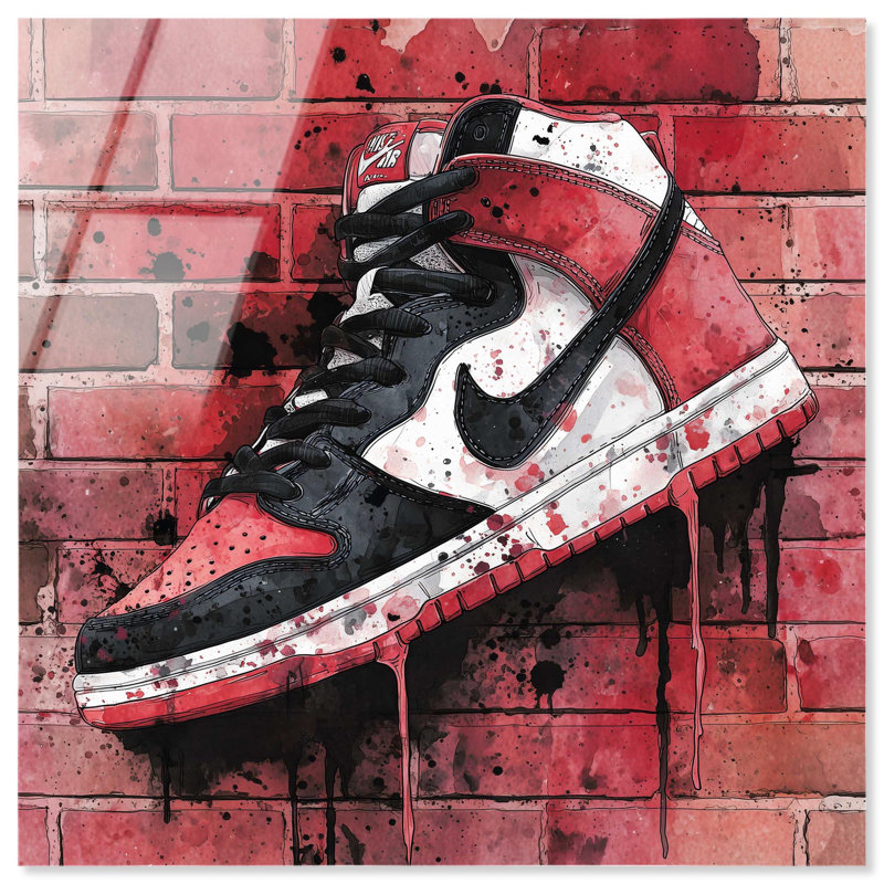 "Black Sneaker Drip Wall", impression sur toile par Art Remedy, H 12 po x l 12 po