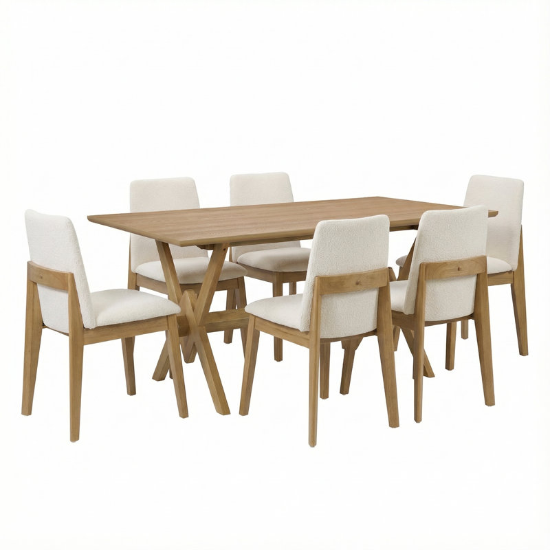 Ensemble de salle à manger Branson, 7 pièces : table, 6 chaises, Chêne / chêne