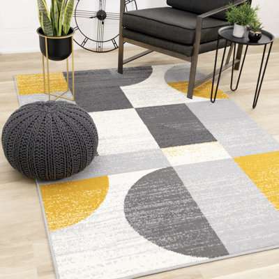Tapis jaune à motif géométrique Vihana