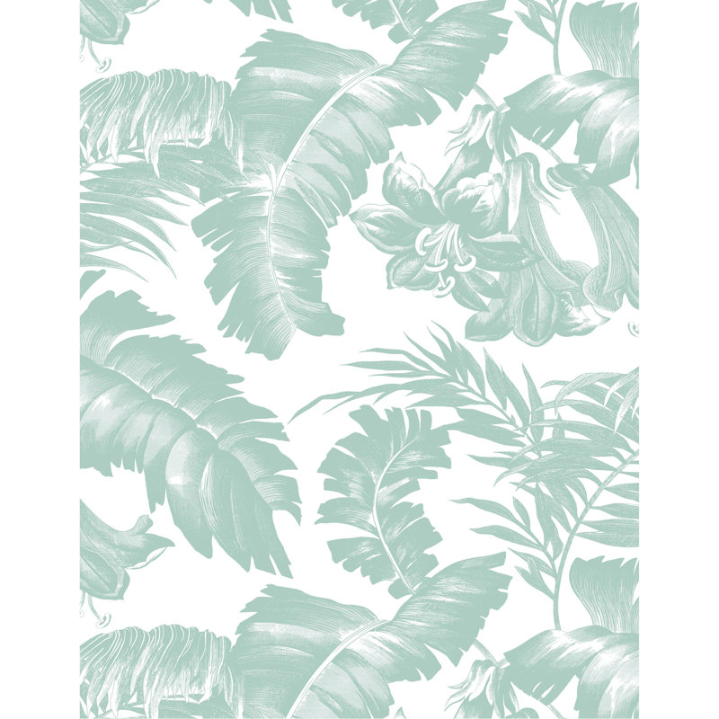 Plantation Floral Vinyl Wallpaper Roll, Azul Claro