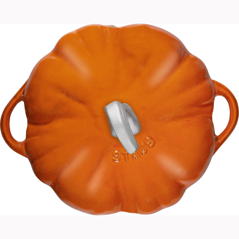 Cast Iron 3.5 Qt Pumpkin Cocotte with Stainless Steel Knob, Burnt Orange