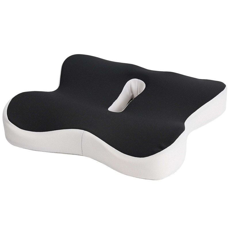 Memory Foam Seat Cushion for Office Chair, Pressure Relief Sciatica & Pain Relief for Long Sitting, Black/White