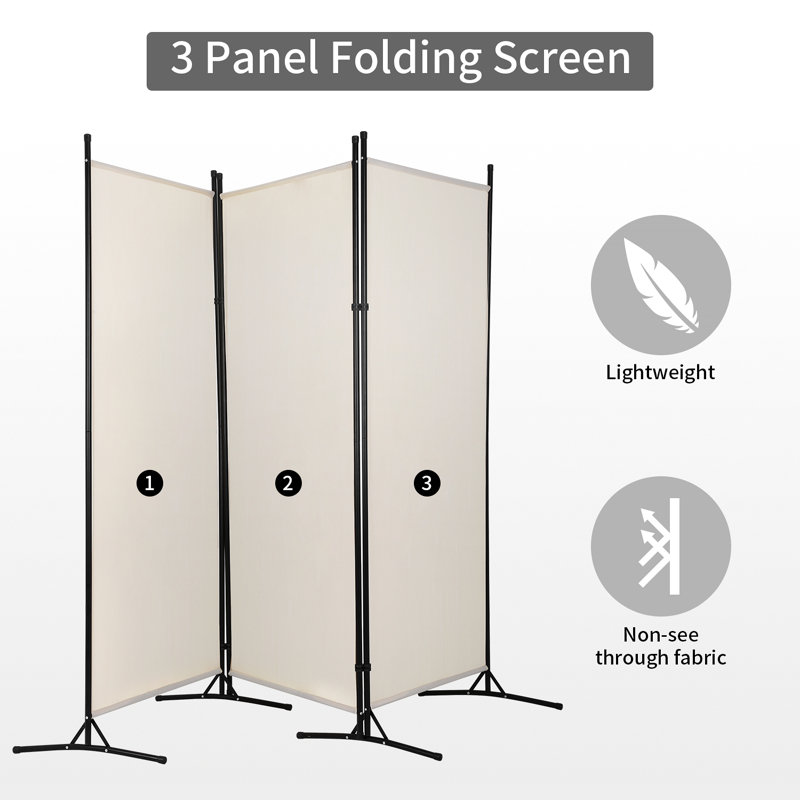 Ljusi 102.4 Inch W x 70.7 Inch H 3 Panel Folding Room Divider Freestanding Privacy Screen Partition for Bedroom Living Room Office and Home Use