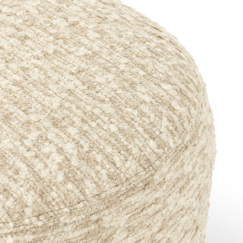 Aniston 21" Ottoman, Oat Textured Bouclé, Natural Oak