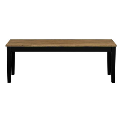 Banc contemporain contemporain à 2 tons, profondeur de produit de 48 po, charge de 250 lb, pour les sièges de salle à manger au fini brun noir moderne, X 16,5 po, 17,5 po, sans dossier