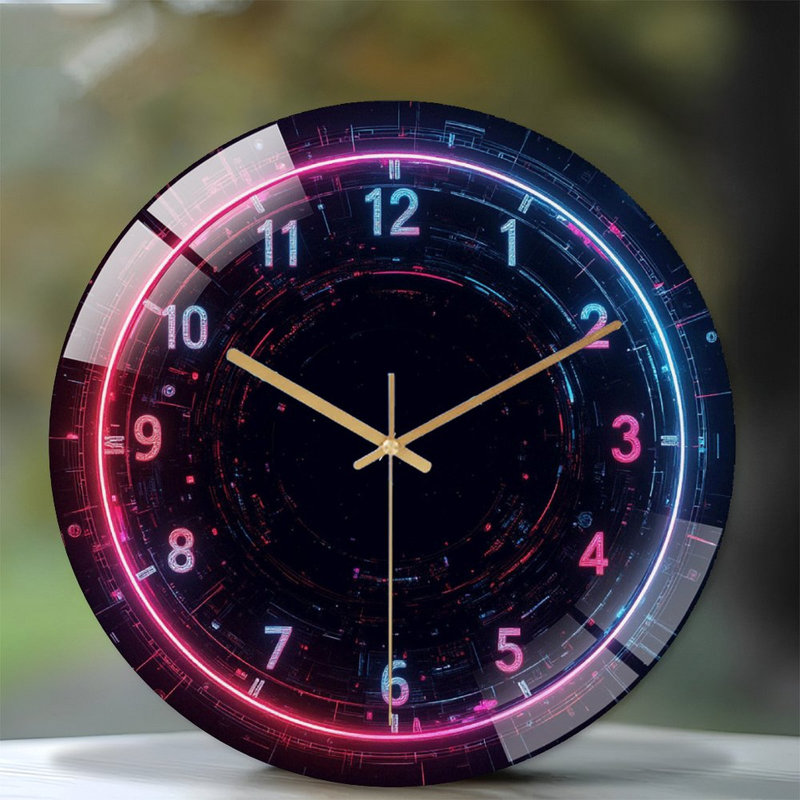 Horloge murale numérique à DEL avec horloge murale moderne en verre 12 po