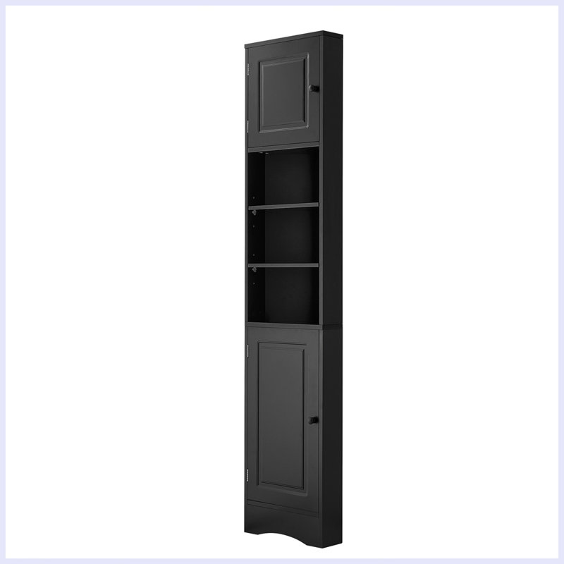 Grande armoire de salle de bain avec panier à linge, grand panier à linge inclinable et armoire de rangement supérieure