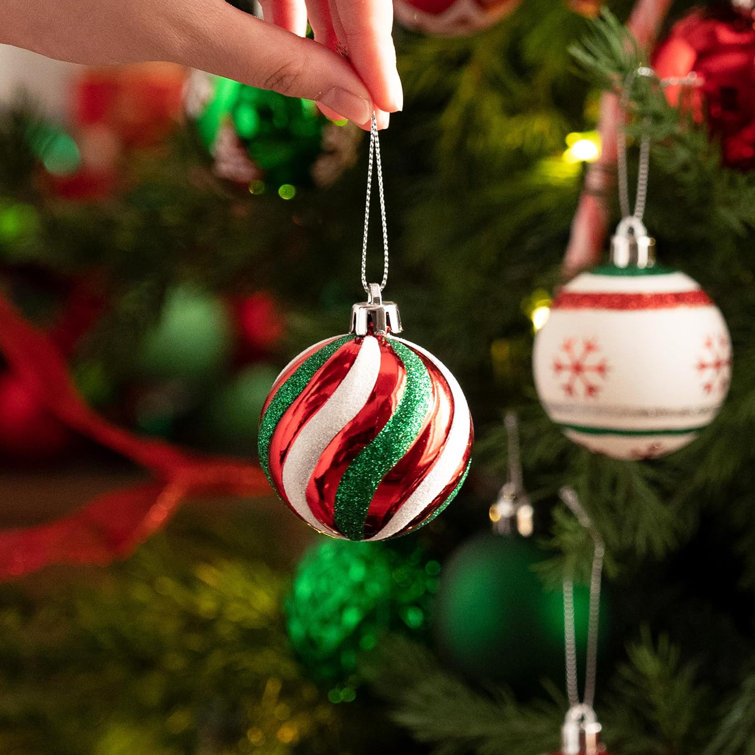 The Holiday Aisle® Christmas Tree Decorations, 30Ct Red Green White  Shatterproof Christmas Ball Ornaments Set, 2.36 Inch Whimsical Decorative  Hanging Tree Ornament Bulk For Xmas Holiday Party Indoor Decor