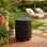 Table d'appoint Latitude Run® 16,7 pouces, table de patio extérieur avec trou pour parasol, table de bord de piscine à rayures, table basse moderne de porche, table de pique-nique pour l'extérieur noir