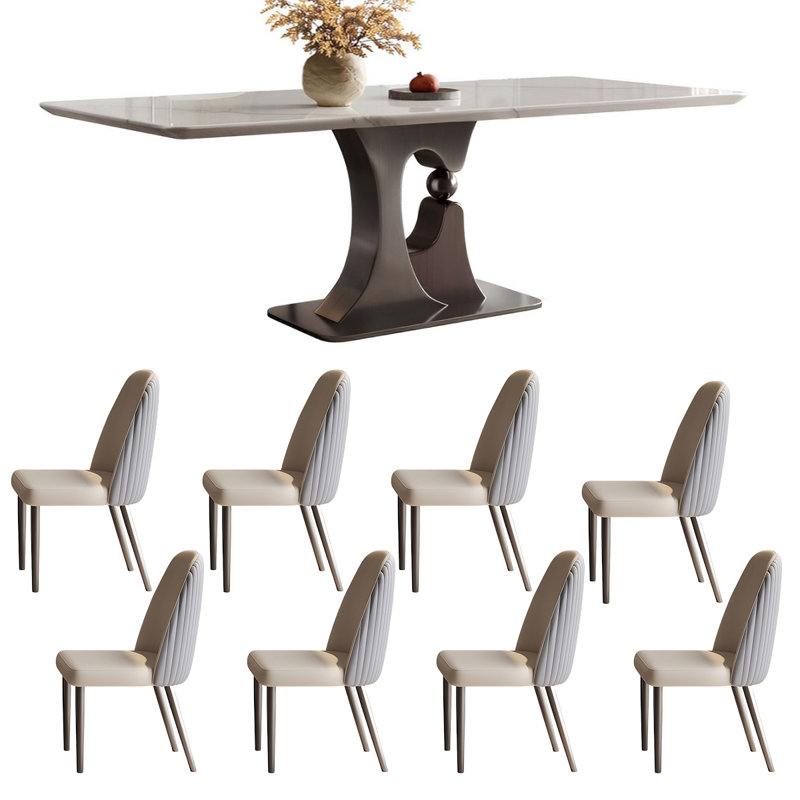 Rectangular microlite dining table and chair set