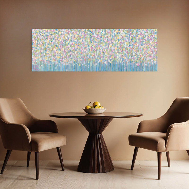 «Pastel Rain», art abstrait coloré délicat au printemps, H 48 po x l 16 po