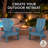 Modern Adirondack Chairs Set of 2 with Cup Holders All Weather HIPS Outdoor Chairs with Wide Armrests Oversized Plastic Patio Lounge for Lawn, Patio and Pool, Blue-802635852
