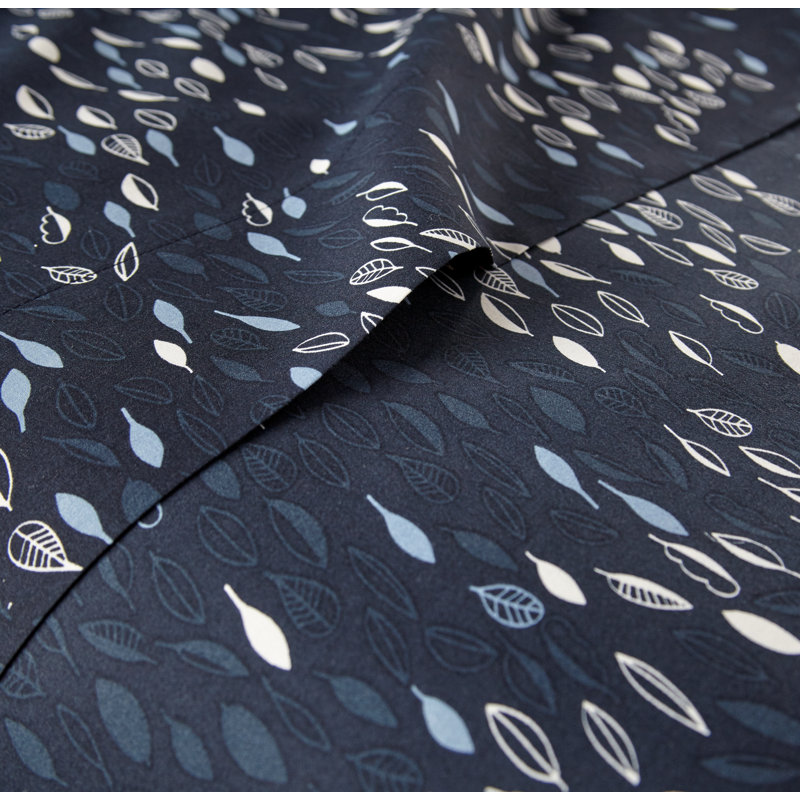 Twin XL Blue Botanical Print Microfiber Sheet Set