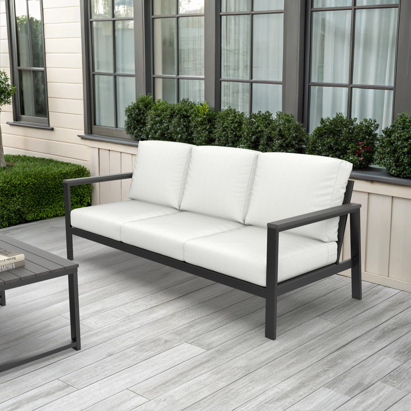Townsend 80" Sunbrella® Patio Sofa, Yes, Coastal Gray, Sunbrella® Canvas White