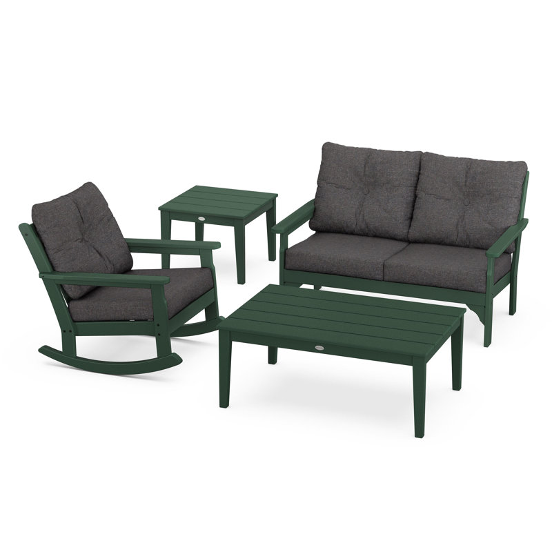 Vineyard 4-Piece Deep Seating Rocker Set, Ash Charcoal, Green