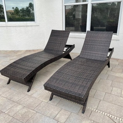 Ensemble de 4 chaises longues d'extérieur en osier