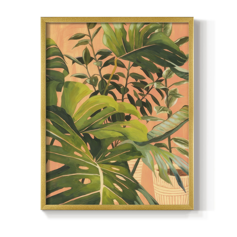 Golden Hour Greenery II, reproduction encadrée - bois massif, H 15 po x l 12 po, Doré