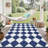 Outdoor Plastic Straw Rug – Waterproof Checkered Patio Rug with Non-Slip Backing, Modern Geometric Design for Backyard, Balcony, Camping, Picnic-1749606137