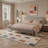 Liadan Vectra Modern Machine Washable Beige Indoor Area Rug with Non-Slip Backing-128992491