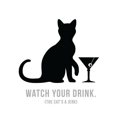 Jerk Cat Martini - Wrapped Canvas Print