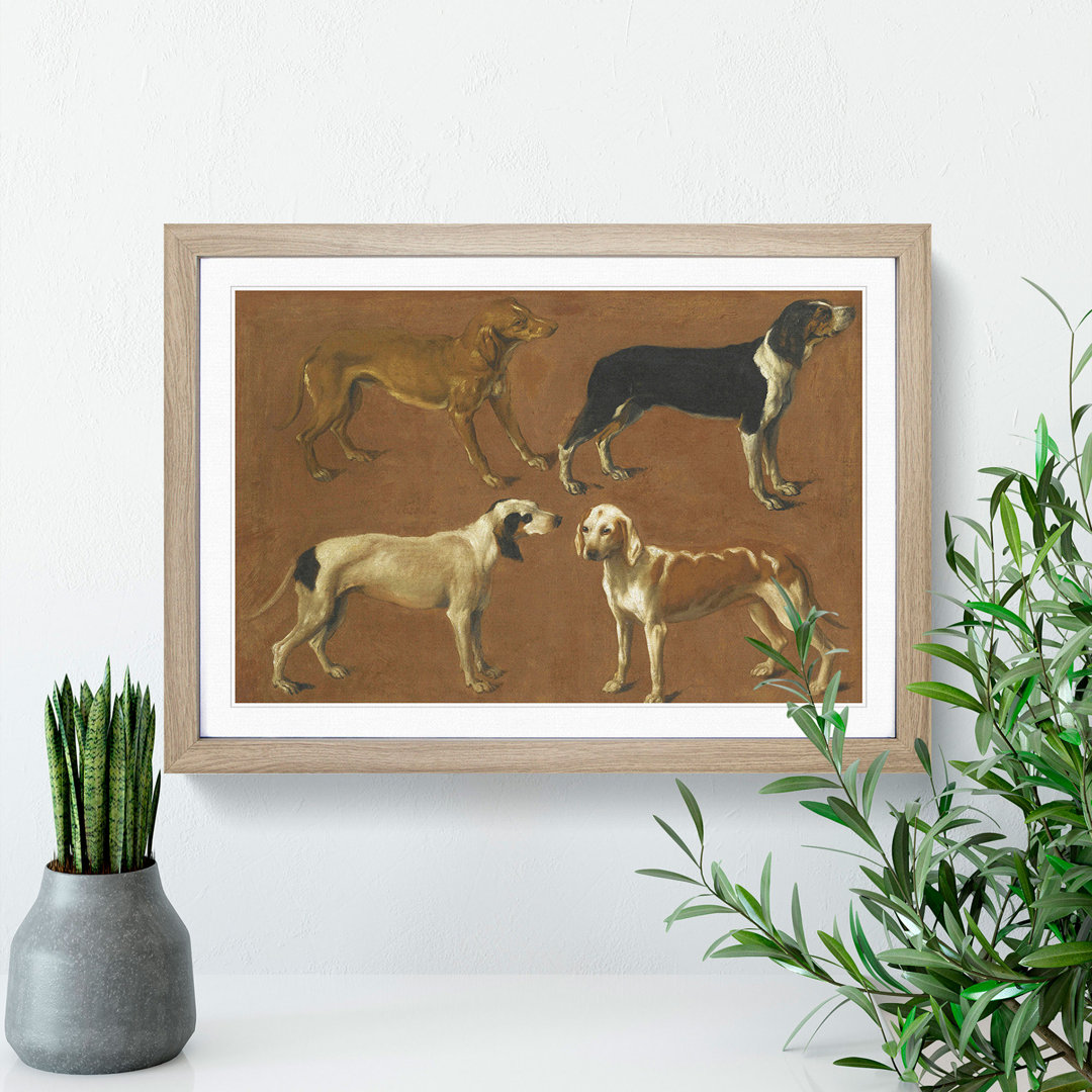 Hounds by Jacques-Laurent Agasse - Picture Frame Painting
