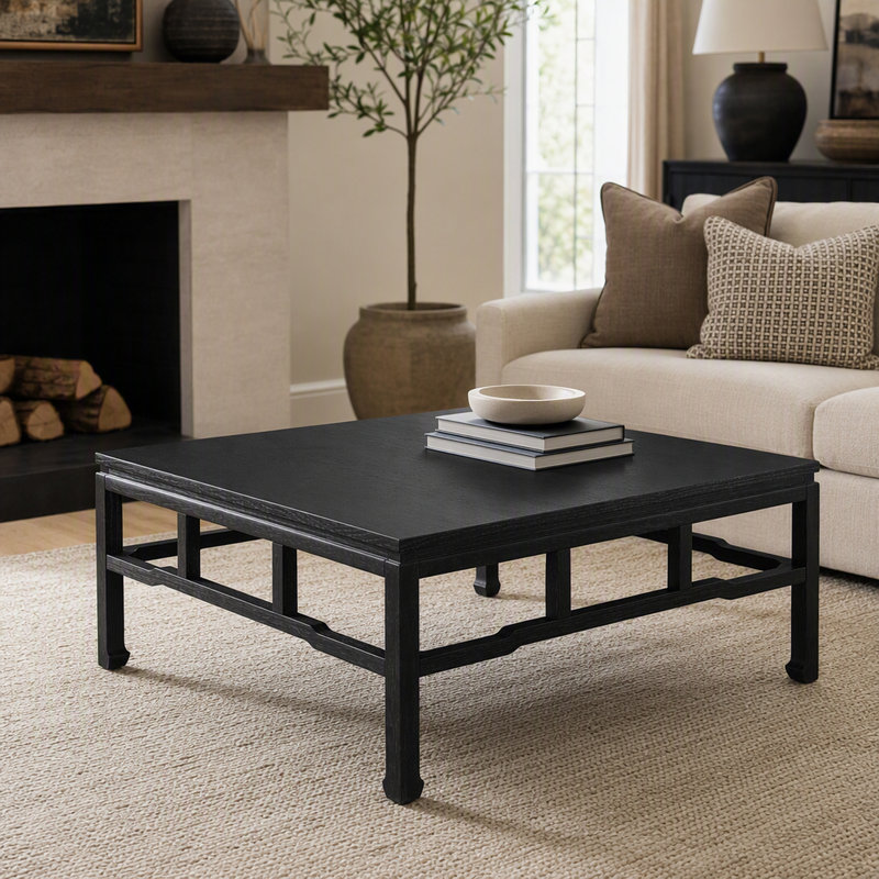 Table basse carrée noire en bois