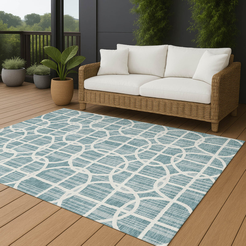 Tapis intérieur / extérieur lavable à la machine Chantille ACN2769, Bleu sarcelle, 3 pi x 5 pi