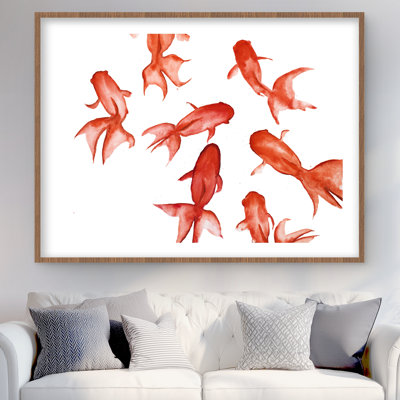«Red Fishes - Aquatic Animals», impression encadrée