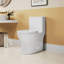 Toilette allongée à hauteur confort, 1,1 / 1,6 po, fixation au sol en céramique, blanc, siège à fermeture en douceur, et fixation en céramique allongée,