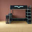 Lit mezzanine en bois compact avec tablettes de rangement, style Esports moderne