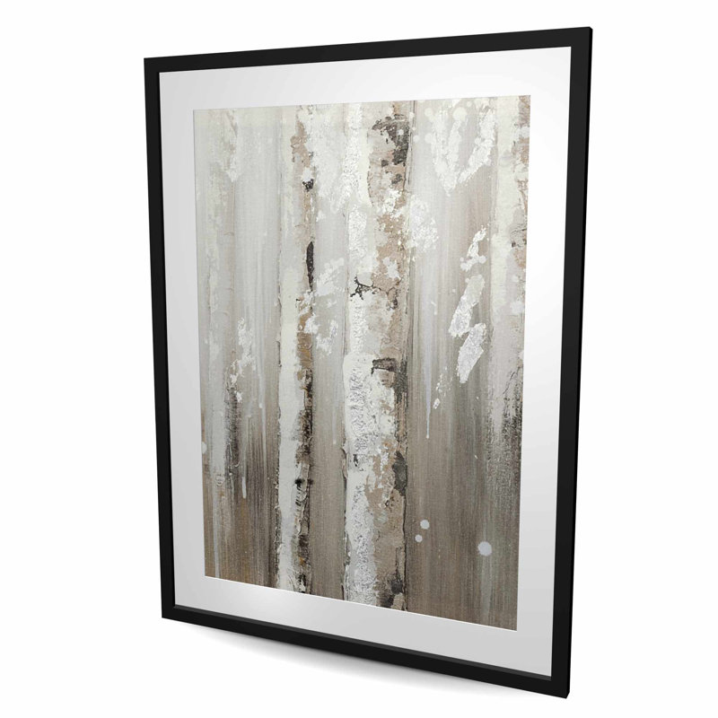 Delicate Birch Trees | Beige Landscapes Framed Print Decor