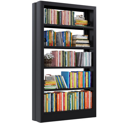 Bibliothèque 71 po à 5 niveaux en métal avec tablettes de rangement réglables, grande bibliothèque robuste pour le salon, la bibliothèque, le bureau, la chambre à coucher, y compris le bouchon à livres