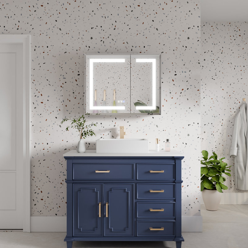 Armoire à pharmacie biseautée à DEL à miroir pour salle de bain, H 24 po x l 30 po x P 5,24 po