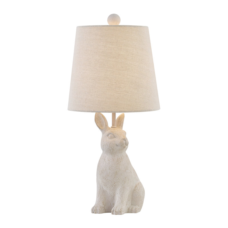 Lampe de table en résine 19 po avec abat-jour H 19 po, Blanc, Beige