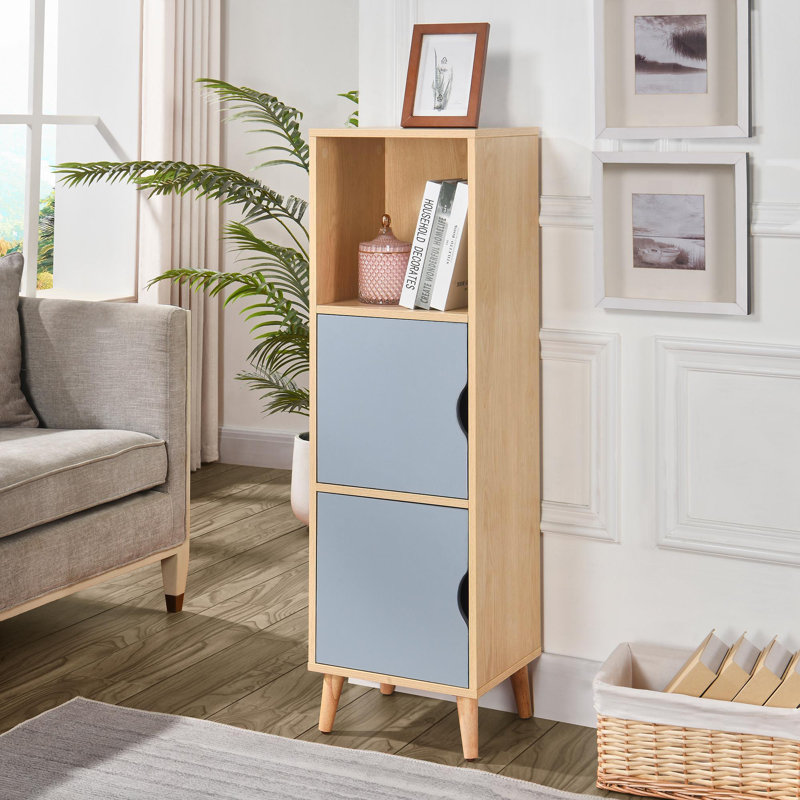 Bibliothèque de rangement Kaddence, Bleu / bois