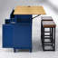 Îlot de cuisine de style champêtre avec abattant et 2 places assises, nombreux rangements et prise électrique, bleu-443674068