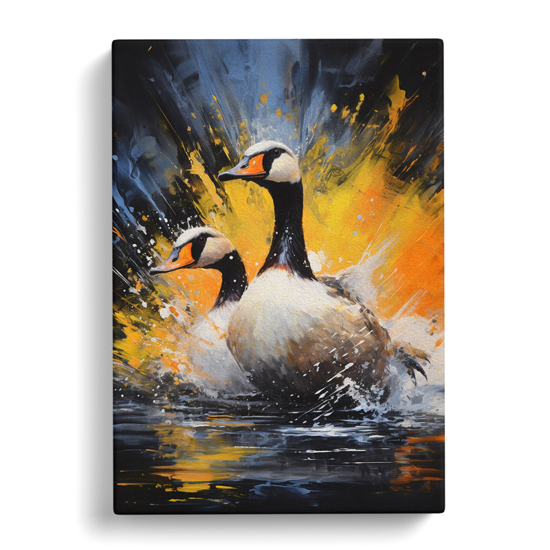 Goose Action Painting - Wrapped Canvas, 60cm H x 40cm W x 3cm D