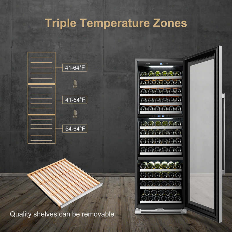 24" 143 Bottle Triple Zone Freestanding Wine Refrigerator