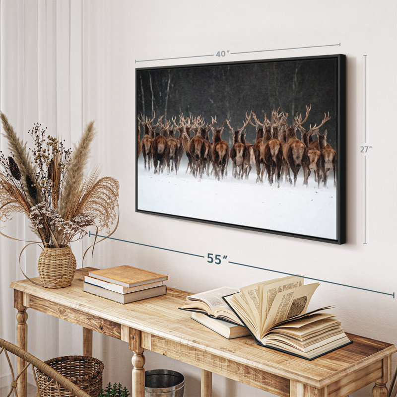 Impression sur toile, "Deer Escape", H 27 po x l 40 po
