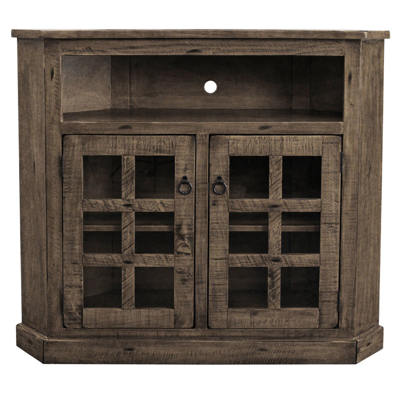 Campos Unfinished Corner TV Stand for TVs up to 55", Rustic Driftwood