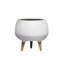 Porte-pot en céramique blanc mat pour plantes avec pieds en bois George Oliver