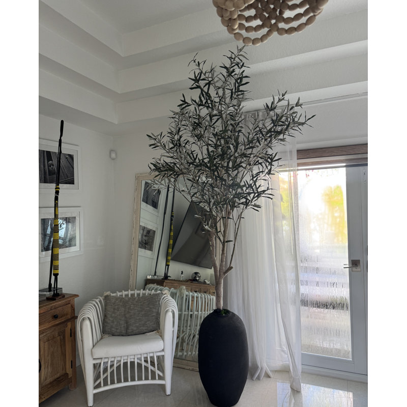 Olive artificielle dans un vase noir, Noir