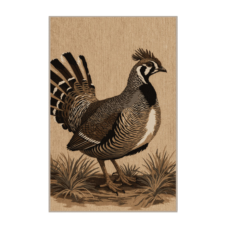 Washable Ruffed Grouse Birds Area Rug, Rectangle 6' x 9'